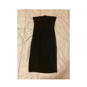 Black Bandeau Midi Bodycon Dress